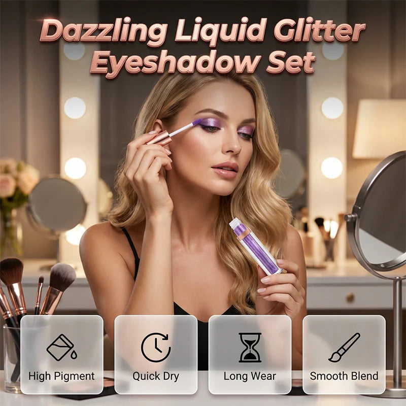 10-Color Set Glitter & Glow Liquid Eyeshadow Set